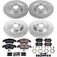 4-Wheel Set Power Stop&reg; K6142 Front and Rear Z23 Daily Carbon-Fiber Ceramic Brake Pad and Drilled & Slotted Rotor Kit