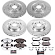 4-Wheel Set Power Stop&reg; K6155-26 Front and Rear Z26 Muscle Carbon-Fiber Ceramic Brake Pad and Drilled & Slotted Rotor Kit