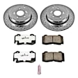 K6165-26 Rear Brake Disc and Pad Kit, Silver zinc-plated, Cross-drilled and Slotted, 5 Lugs, 330 mm, Carbon Fiber Ceramic, Z26 Street Warrior Carbon-Fiber Ceramic Series