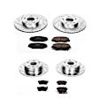 4-Wheel Set Power Stop&reg; K6171 Front and Rear Z23 Daily Carbon-Fiber Ceramic Brake Pad and Drilled & Slotted Rotor Kit