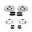 4-Wheel Set Power Stop&reg; K6173 Front and Rear Z23 Daily Carbon-Fiber Ceramic Brake Pad and Drilled & Slotted Rotor Kit