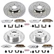 4-Wheel Set Power Stop&reg; K6237-26 Front and Rear Z26 Muscle Carbon-Fiber Ceramic Brake Pad and Drilled & Slotted Rotor Kit