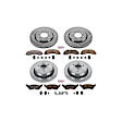 4-Wheel Set Power Stop&reg; K6268-36 Front and Rear Z36 Truck Carbon-Fiber Ceramic Brake Pad and Drilled & Slotted Rotor Kit