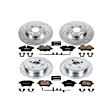 4-Wheel Set Power Stop&reg; K6301 Front and Rear Z23 Daily Carbon-Fiber Ceramic Brake Pad and Drilled & Slotted Rotor Kit