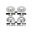 4-Wheel Set Power Stop&reg; K6303 Front and Rear Z23 Daily Carbon-Fiber Ceramic Brake Pad and Drilled & Slotted Rotor Kit