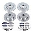 4-Wheel Set Power Stop&reg; K6322 Front and Rear Z23 Daily Carbon-Fiber Ceramic Brake Pad and Drilled & Slotted Rotor Kit