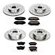 4-Wheel Set Power Stop&reg; K6327 Front and Rear Z23 Daily Carbon-Fiber Ceramic Brake Pad and Drilled & Slotted Rotor Kit