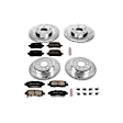 4-Wheel Set Power Stop&reg; K6345 Front and Rear Z23 Daily Carbon-Fiber Ceramic Brake Pad and Drilled & Slotted Rotor Kit