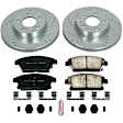 K6386 Front Brake Disc and Pad Kit, Silver zinc-plated, Cross-drilled and Slotted, 5 Lugs, 300 mm, Carbon Fiber Ceramic, Z23 Evolution Sport Series
