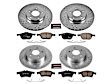 4-Wheel Set Power Stop&reg; K6397 Front and Rear Z23 Daily Carbon-Fiber Ceramic Brake Pad and Drilled & Slotted Rotor Kit