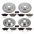 4-Wheel Set Power Stop&reg; K6478 Front and Rear Z23 Daily Carbon-Fiber Ceramic Brake Pad and Drilled & Slotted Rotor Kit