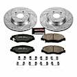 2014 Honda CR-V - Front Brake Disc and Pad Kit, Silver zinc-plated, Cross-drilled and Slotted, 5 Lugs, 300 mm, Carbon Fiber Ceramic, FWD, 2.4L 4Cyl, Z23 Evolution Sport Series