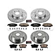4-Wheel Set Power Stop&reg; K6489 Front and Rear Z23 Daily Carbon-Fiber Ceramic Brake Pad and Drilled & Slotted Rotor Kit