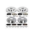 4-Wheel Set Power Stop&reg; K6495 Front and Rear Z23 Daily Carbon-Fiber Ceramic Brake Pad and Drilled & Slotted Rotor Kit