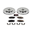 K6496 Front Brake Disc and Pad Kit, Silver zinc-plated, Cross-drilled and Slotted, 5 Lugs, 319.8 mm, Carbon Fiber Ceramic, Z23 Evolution Sport Series