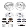 2015 Kia Rio - Front and Rear Brake Disc and Pad Kit, Cross-drilled and Slotted, 4 Lugs, 262 mm, Carbon Fiber Ceramic, 1.6L 4Cyl, Z23 Evolution Sport Series