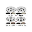 4-Wheel Set Power Stop&reg; K6504 Front and Rear Z23 Daily Carbon-Fiber Ceramic Brake Pad and Drilled & Slotted Rotor Kit
