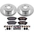 K6514 Rear Brake Disc and Pad Kit, Silver zinc-plated, Cross-drilled and Slotted, 5 Lugs, 310 mm, Carbon Fiber Ceramic, Z23 Evolution Sport Series