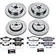 4-Wheel Set Power Stop&reg; K6537-36 Front and Rear Z36 Truck Carbon-Fiber Ceramic Brake Pad and Drilled & Slotted Rotor Kit