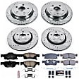 4-Wheel Set Power Stop&reg; K6537 Front and Rear Z23 Daily Carbon-Fiber Ceramic Brake Pad and Drilled & Slotted Rotor Kit