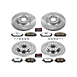 4-Wheel Set Power Stop&reg; K6541-36 Front and Rear Z36 Truck Carbon-Fiber Ceramic Brake Pad and Drilled & Slotted Rotor Kit