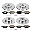 4-Wheel Set Power Stop&reg; K6556 Front and Rear Z23 Daily Carbon-Fiber Ceramic Brake Pad and Drilled & Slotted Rotor Kit