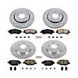 4-Wheel Set Power Stop&reg; K6563 Front and Rear Z23 Daily Carbon-Fiber Ceramic Brake Pad and Drilled & Slotted Rotor Kit