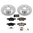 K6569 Rear Brake Disc and Pad Kit, Silver zinc-plated, Cross-drilled and Slotted, 5 Lugs, 300 mm, Carbon Fiber Ceramic, Z23 Evolution Sport Series