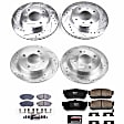 4-Wheel Set Power Stop&reg; K658 Front and Rear Z23 Daily Carbon-Fiber Ceramic Brake Pad and Drilled & Slotted Rotor Kit