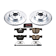 K6667 Rear Brake Disc and Pad Kit, Silver zinc-plated, Cross-drilled and Slotted, 5 Lugs, 330 mm, Carbon Fiber Ceramic, Z23 Evolution Sport Series