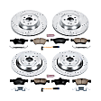 4-Wheel Set Power Stop&reg; K6707 Front and Rear Z23 Daily Carbon-Fiber Ceramic Brake Pad and Drilled & Slotted Rotor Kit
