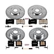 4-Wheel Set Power Stop&reg; K6714 Front and Rear Z23 Daily Carbon-Fiber Ceramic Brake Pad and Drilled & Slotted Rotor Kit