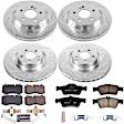 4-Wheel Set Power Stop&reg; K6757 Front and Rear Z23 Daily Carbon-Fiber Ceramic Brake Pad and Drilled & Slotted Rotor Kit