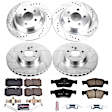 2010 Mercedes Benz S550 - Front and Rear Brake Disc and Pad Kit, Silver zinc-plated, Cross-drilled and Slotted, 5 Lugs, 300 mm, Carbon Fiber Ceramic, without Sport Package, 5.5L 8Cyl, Z23 Evolution Sport Series