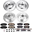 2013 Toyota Prius V - Front and Rear Brake Disc and Pad Kit, Silver zinc-plated, Cross-drilled and Slotted, 5 Lugs, 275 mm, Carbon Fiber Ceramic, 1.8L 4Cyl, Z23 Evolution Sport Series