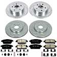 4-Wheel Set Power Stop&reg; K6792 Front and Rear Z23 Daily Carbon-Fiber Ceramic Brake Pad and Drilled & Slotted Rotor Kit