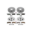 4-Wheel Set Power Stop&reg; K6803-36 Front and Rear Z36 Truck Carbon-Fiber Ceramic Brake Pad and Drilled & Slotted Rotor Kit