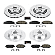 4-Wheel Set Power Stop&reg; K6808 Front and Rear Z23 Daily Carbon-Fiber Ceramic Brake Pad and Drilled & Slotted Rotor Kit
