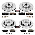 4-Wheel Set Power Stop&reg; K6810 Front and Rear Z23 Daily Carbon-Fiber Ceramic Brake Pad and Drilled & Slotted Rotor Kit
