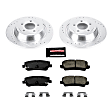 2020 Ford Mustang - Rear Brake Disc and Pad Kit, Silver zinc-plated, Cross-drilled and Slotted, 5 Lugs, 320 mm, Carbon Fiber Ceramic, 2 Piston Front Calipers, 2.3L 4Cyl, Z23 Evolution Sport Series