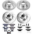 2014 BMW 328i - Front and Rear Brake Disc and Pad Kit, Cross-drilled and Slotted, 5 Lugs, 300 mm, Carbon Fiber Ceramic, 1 Piston Front Caliper, 2.0L 4Cyl, Z23 Evolution Sport Series