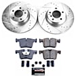 K6854 Front Brake Disc and Pad Kit, Silver zinc-plated, Cross-drilled and Slotted, 5 Lugs, 330 mm, Carbon Fiber Ceramic, Z23 Evolution Sport Series