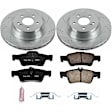 K6881 Rear Brake Disc and Pad Kit, Silver zinc-plated, Cross-drilled and Slotted, 5 Lugs, 320 mm, Carbon Fiber Ceramic, Z23 Evolution Sport Series