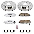 K690-26 Front Brake Disc and Pad Kit, Silver zinc-plated, Cross-drilled and Slotted, 4 Lugs, 262 mm, Carbon Fiber Ceramic, Z26 Street Warrior Carbon-Fiber Ceramic Series