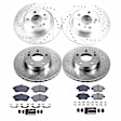 4-Wheel Set Power Stop&reg; K6926 Front and Rear Z23 Daily Carbon-Fiber Ceramic Brake Pad and Drilled & Slotted Rotor Kit