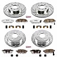4-Wheel Set Power Stop&reg; K693-26 Front and Rear Z26 Muscle Carbon-Fiber Ceramic Brake Pad and Drilled & Slotted Rotor Kit