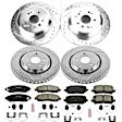 4-Wheel Set Power Stop&reg; K6956 Front and Rear Z23 Daily Carbon-Fiber Ceramic Brake Pad and Drilled & Slotted Rotor Kit