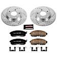 K6961 Front Brake Disc and Pad Kit, Silver zinc-plated, Cross-drilled and Slotted, 5 Lugs, 280 mm, Carbon Fiber Ceramic, Z23 Evolution Sport Series