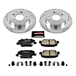 K6962 Rear Brake Disc and Pad Kit, Silver zinc-plated, Cross-drilled and Slotted, 5 Lugs, 264.5 mm, Carbon Fiber Ceramic, Z23 Evolution Sport Series
