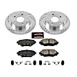 K6963 Rear Brake Disc and Pad Kit, Silver zinc-plated, Cross-drilled and Slotted, 5 Lugs, 264.5 mm, Carbon Fiber Ceramic, Z23 Evolution Sport Series